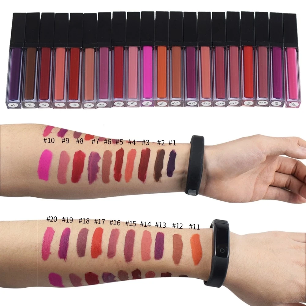 Wholesale Natural Waterproof Matte liquid Lip Gloss lipstick 20 colors