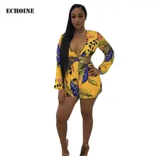 Floral Print Lace Up Backless Playsuit Sexy V-neck Long Sleeve Bodysuit Rompers Jumpsuit Club Outfits Elegant Party Overalls square neck lace up random floral print playsuit in navy