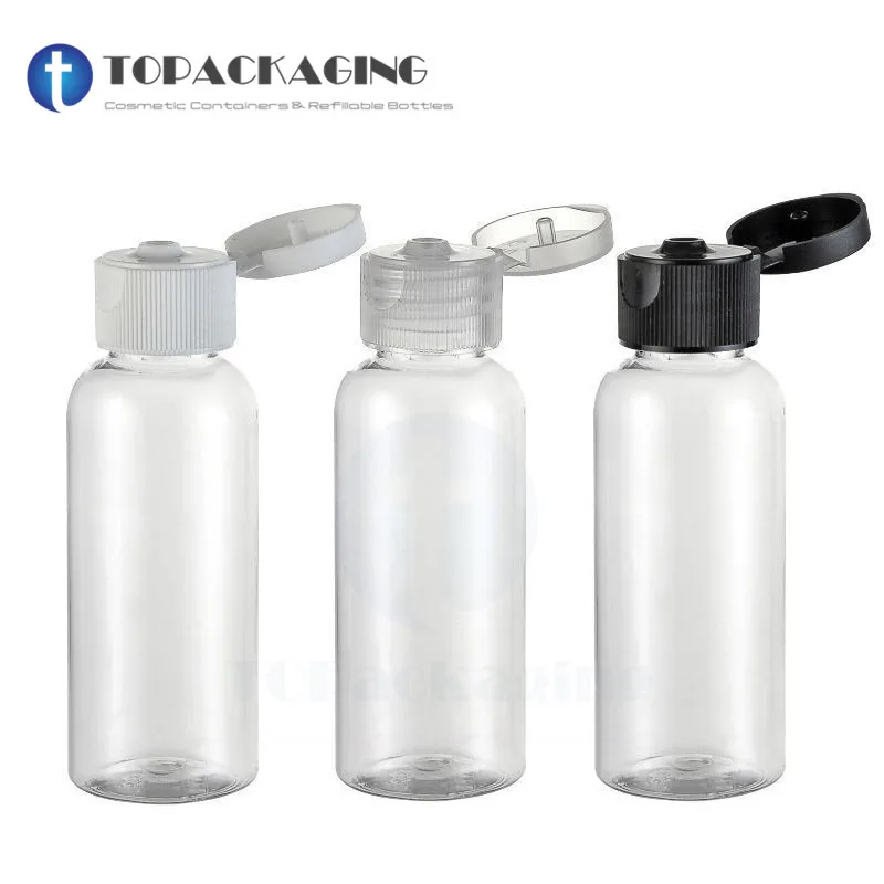 50PCS/LOT 50ML Flip Screw Cap Bottle,Clear Plastic Cosmetic Container