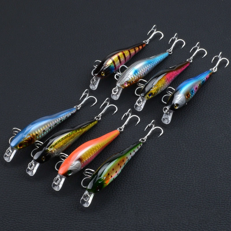  8Pcs/Lot Boutique Topwater Minnow Fishing Baits 9cm/9.7g Sea Fishing Artificial Hard Swim Laser Lur