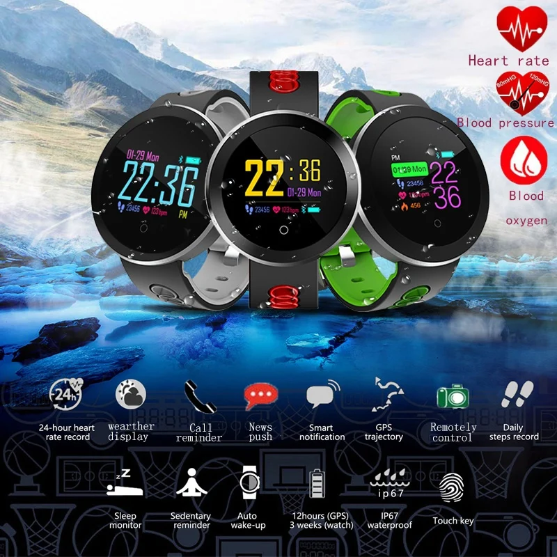 Skup Q8 Pro inteligentny wodoodporny zegarek mierzący uderzenia serca klawisz dotykowy GPS trajektoria wielofunkcyjne wywołanie sport Smartwatch montre intelligente