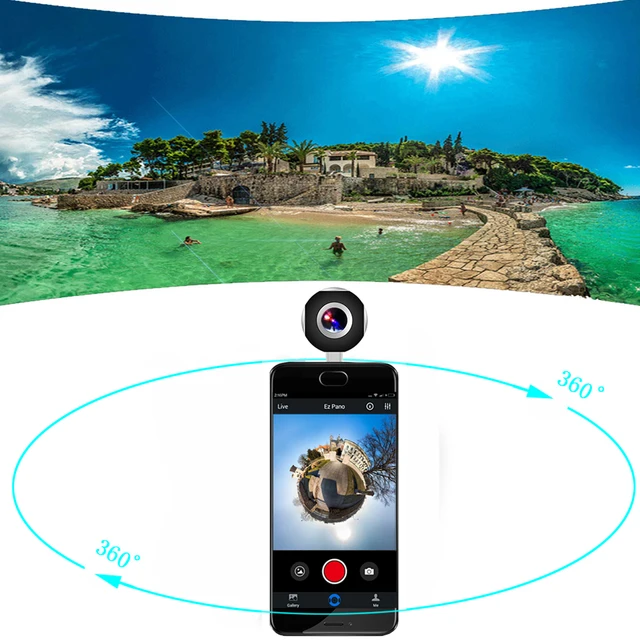 Podofo 360 Camera Panoramic Mini Camera 360 HD Wide Dual Lens Fish Eye VR Video Camera for Android  Sport Action Camera TypeC