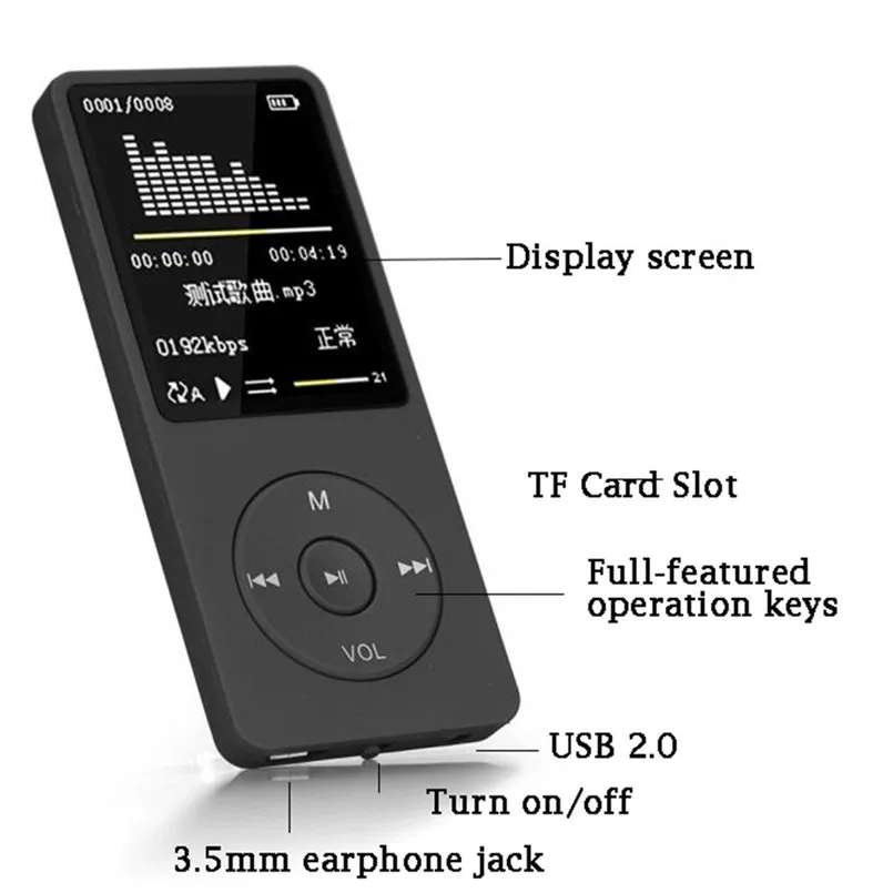 Portable Playback MP3 MP4 Lossless Sound Music Player FM Recorder TF Card Up to 128GB 3.5mm Audio Jack MP3 Player 40MAY1421