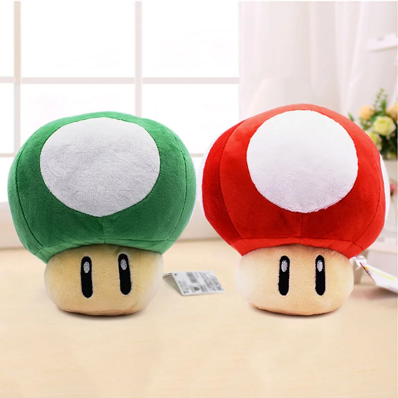 

Super Mario 4 Colours Mushrooms Soft Plush Toys Cute Green and Red Cotton Anime Stuffed Doll Toy For Children Gift