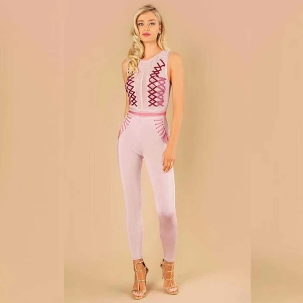 pink bandage jumpsuit