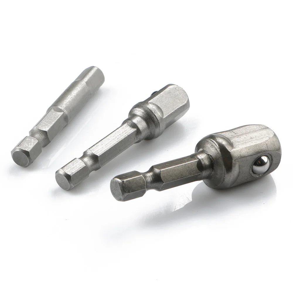 Buy 3Pcs/Set 1/4" 3/8" 1/2" Hex Wrench Sleeve Extension Drive Power Drill Bit