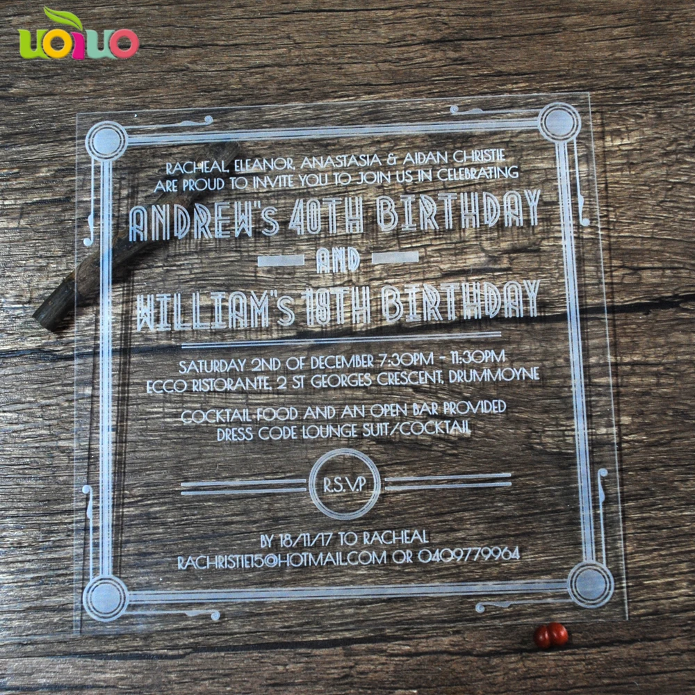  free shipping 25pcs custom printing acrylic clear glass hot sell attractive laser cut wedding suppl - 32328205156