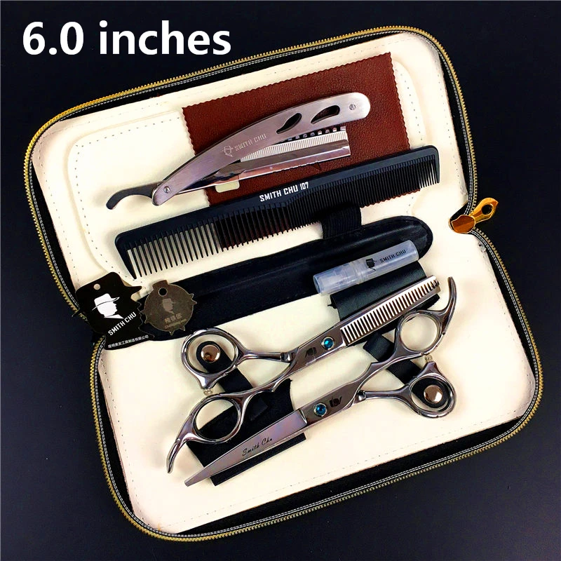 Smith Chu High Quality Hairdressing 6 Inch Stainless Steel Professional Salon Barbers Cutting Scissor Hair Scissors Set