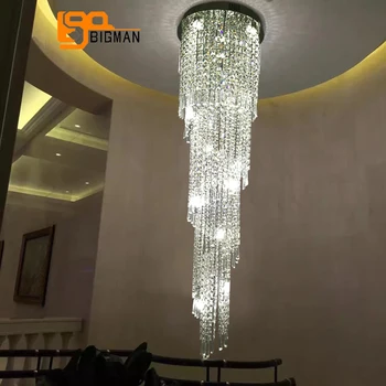 

luxury design long crystal chandeliers LED light AC110 220v lustre hanglamp modern staircase chandelier