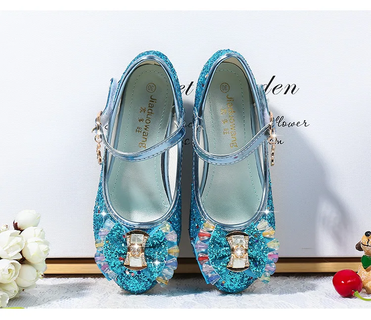 Sapatos de Dança Praça de Salto Sapatos de Princesa de Festa Crianças Brilho Strass Sapatos Meninas Alto 26-38 7 Cores Z12 Gzx02 jy 32 High Quality Mamãe e Bebê