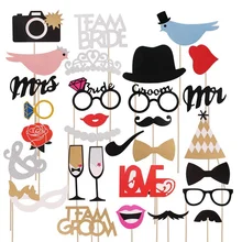 Decoration Photobooth-Mask-Accessories Photo-Props Groom Funny Party Bridal Wedding Mr Mrs