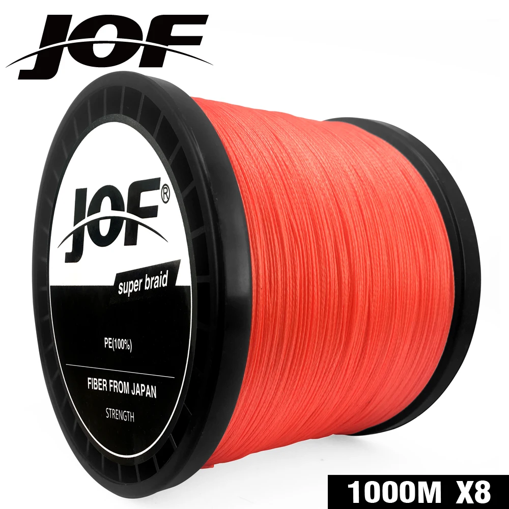 JOF مضفر خيط صنارة الصيد البحر المالحة الصيد 8 السواحل البرتقال 100 متر 150 متر 300 متر 500 متر 1000 متر 100% PE سوبر قوي الحبل