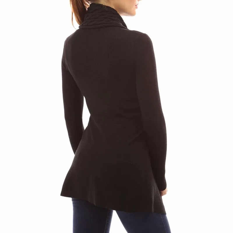 Размера плюс 4XL женский осенний зимний Кардиган пальто с длинным рукавом V шеи трикотажная одежда неправильной формы топы дамы тонкий свитер куртка верхняя одежда