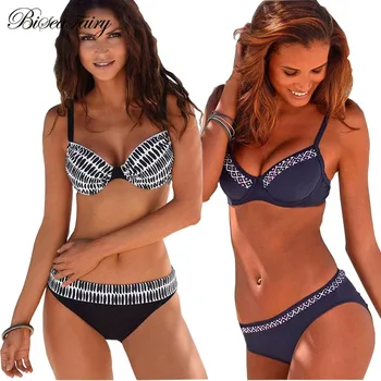 

BISEAFAIRY 2019 Sexy Push Up Women Swimsuit New Padded Beach Wear Halter Bikini SetSwimwear Bathing Suit Swim Brazilian Bikinis