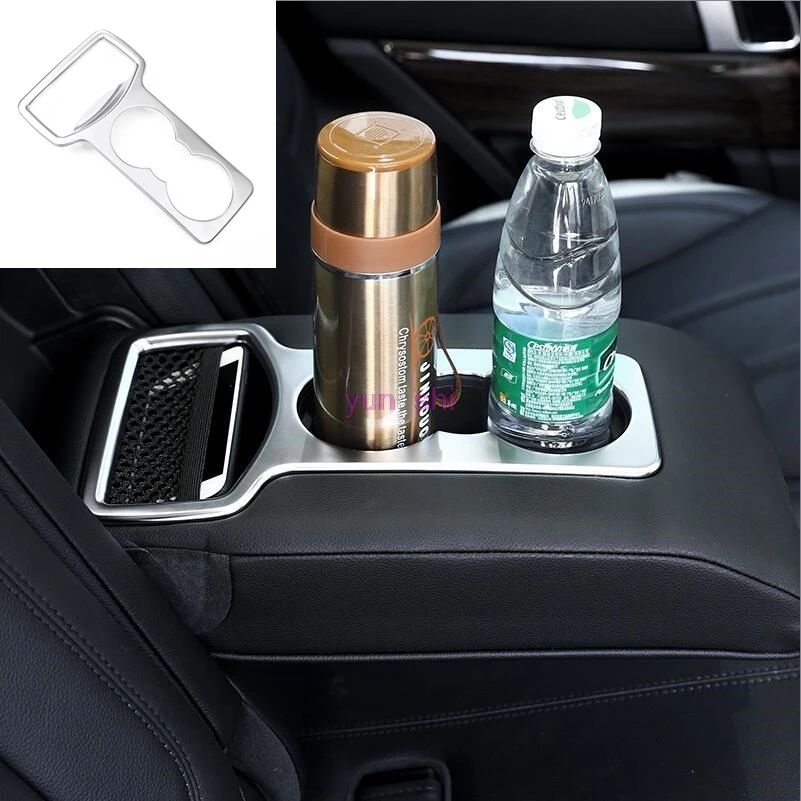 ABS chrome Car Rear Tea Cup Holder Frame Protection Covers Sticker For Land rover Range Rover sport 2014-2017 Accessories