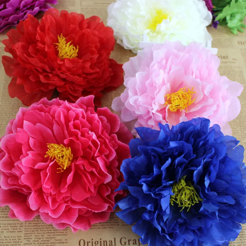 10pcs 17cm 20cm Large Artificial Peony Flower Heads Silk Wedding Flowers Diy Hair Corsage Bridal