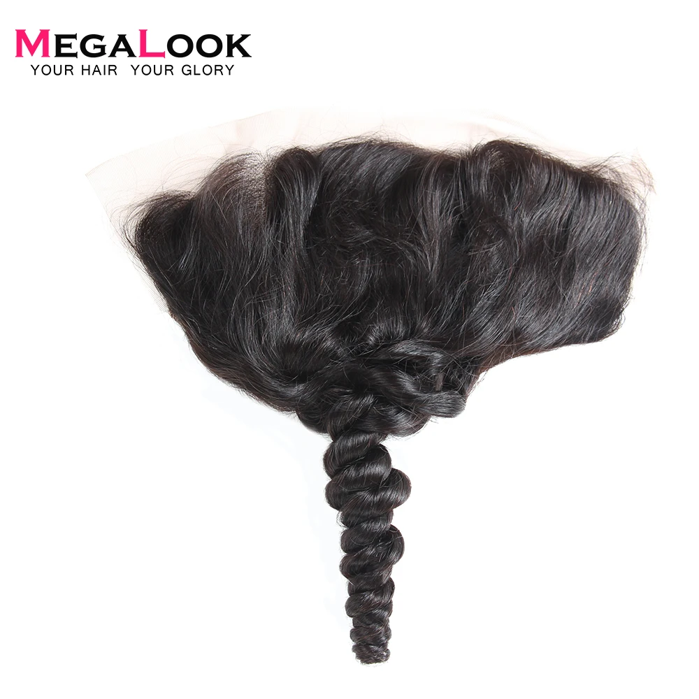 Megalook кружева спереди с свободные волнистые в наборе 3 шт бразильские Remy человеческие волосы переплетения с Фронтом