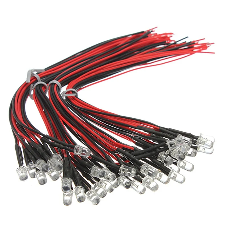 

10pcs/lot DIY Led Light Diodes 5mm LED Light Lamp Bulb Prewired Emitting Diodes For DIY Home Decoration DC12V 20cm Pre Wired