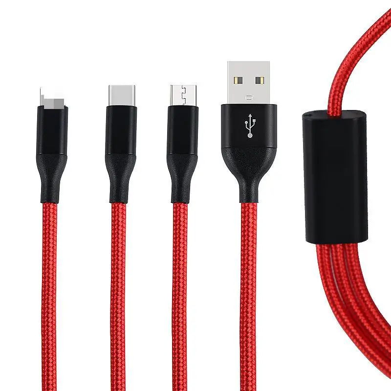 تمديدات كابلات usb النايلون ثلاثة في واحد شاحن خط ل أبل الروبوت Typc-c الهاتف المحمول واحد السحب ثلاثة كبل شحن HPE-Z02