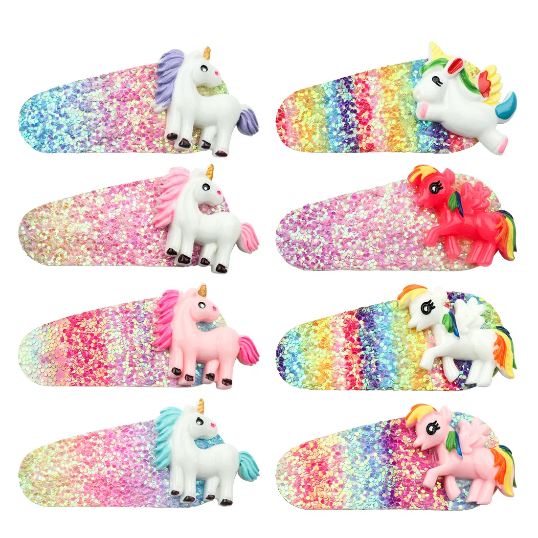 

One Pair Lovely unicorn Hair Clips For Girls Children Hair Accessories Bling Hairpins Shiny Barrettes Headwear kids