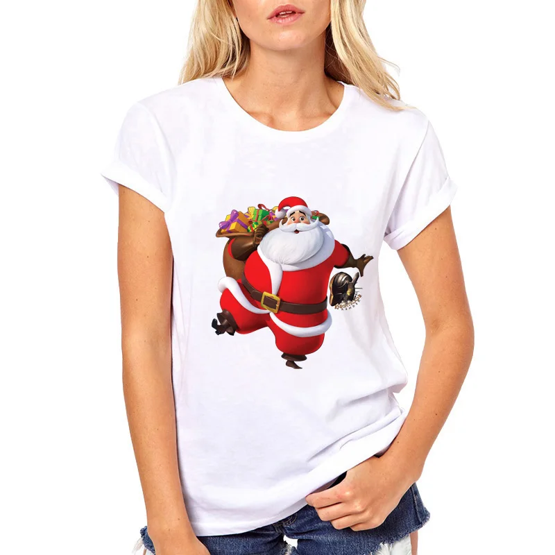 Летняя футболка женская с Санта Клаусом Рождественская уличная camisetas Hombre