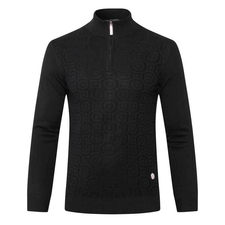 

Billionaire wool Sweater men's 2019 new Fashion Business zipper embroidery Turtleneck casual M-5XL gentleman Free shipping