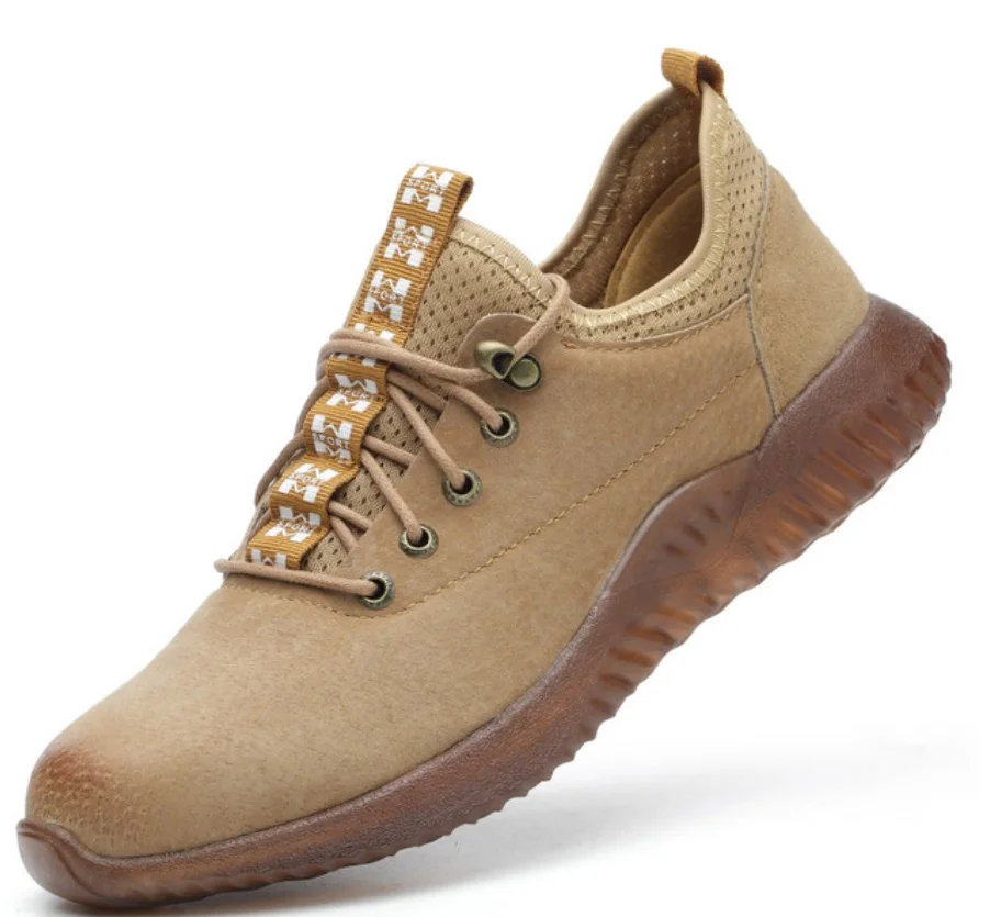 Fashion Men's work safety boot steel toe safety shoes bulletproof material soles lightweight insulation site welder