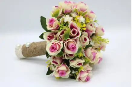 Розовый Красный Фиолетовый Белый Свадебный букет ручной работы искусственный цветок Роза buque casamento Свадебный букет для свадьбы - Цвет: photo