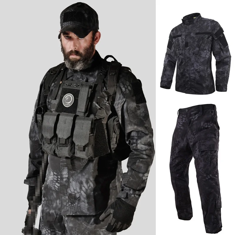 

Tactical US RU Army Camouflage Combat Uniform Men BDU Multicam Camo Military Uniform Clothing Set Airsoft Outdoor Jacket + Pants