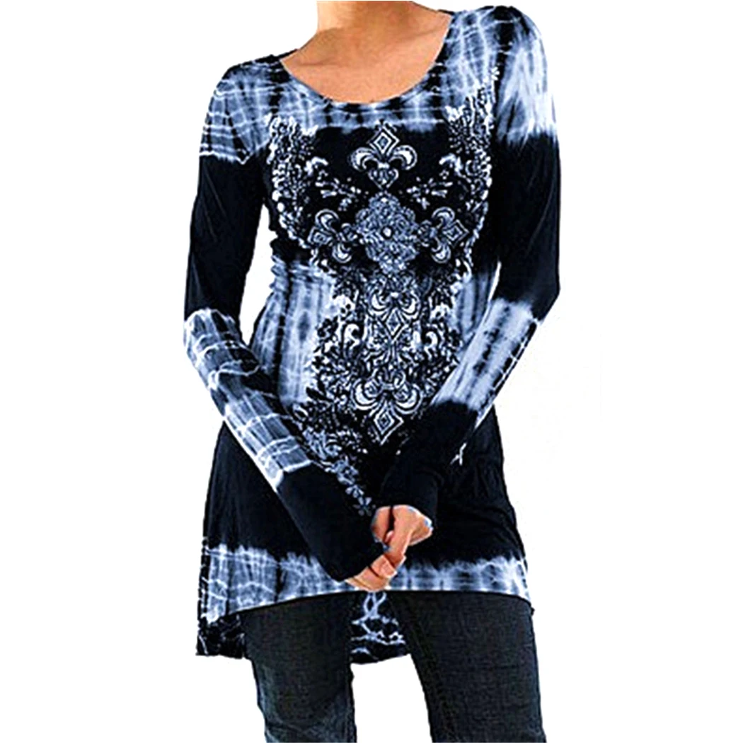 Tanie Vintage Floral Wydrukowano Kobiety Tunika Topy Plus Size 3XL 4XL Casual Loose Z Długim Rękawem Topy Bluzki Koszula Blusas Femininas