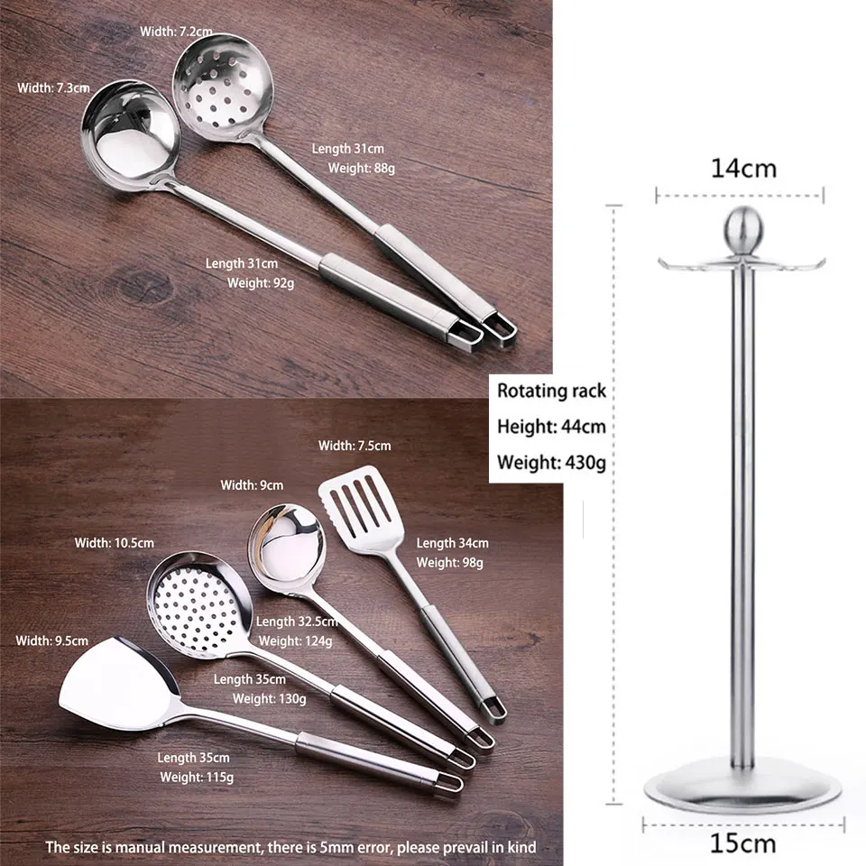 SSGP 5 & 7 Pcs Set Of Kitchen Tools 304 Stainless Steel Spatula Soup Spoon Cooking Utensils Accessories With Shelf High Quality SSGP 5 & 7 Pcs Set Of Kitchen Tools 304 Stainless Steel Spatula Soup Spoon Cooking Utensils Accessories With Shelf High Quality