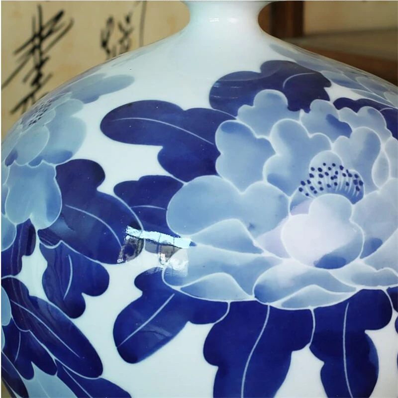 Ручная работа ткань окрашенные абажуры Белый Синий Китайский Фарфоровая настольная лампа гостиная декоративная керамическая ваза настольная лампа TLL-298