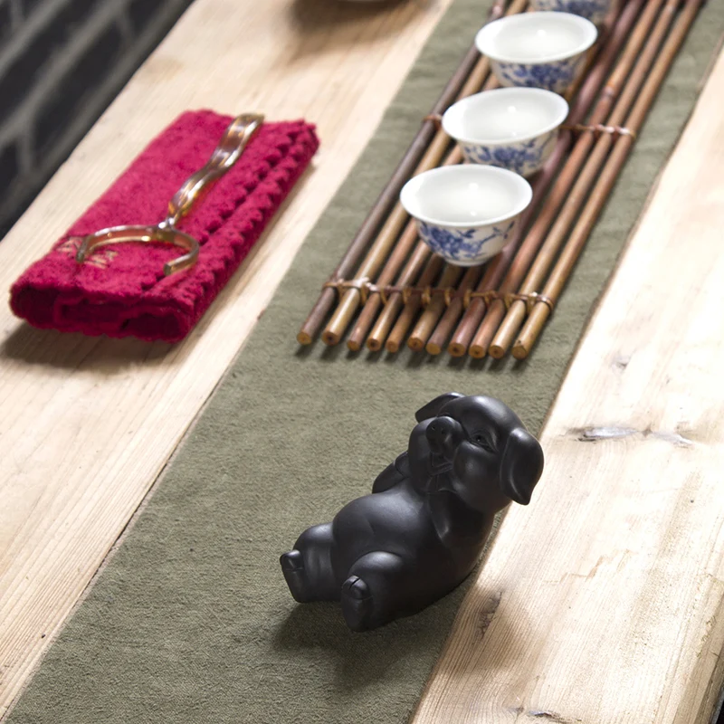 

Handmade Pig Tea Pet Purple Clay Ceramic Tea Set Boutique Creative Auspicious Mascot Ornament Tea Tray Table Decor K013