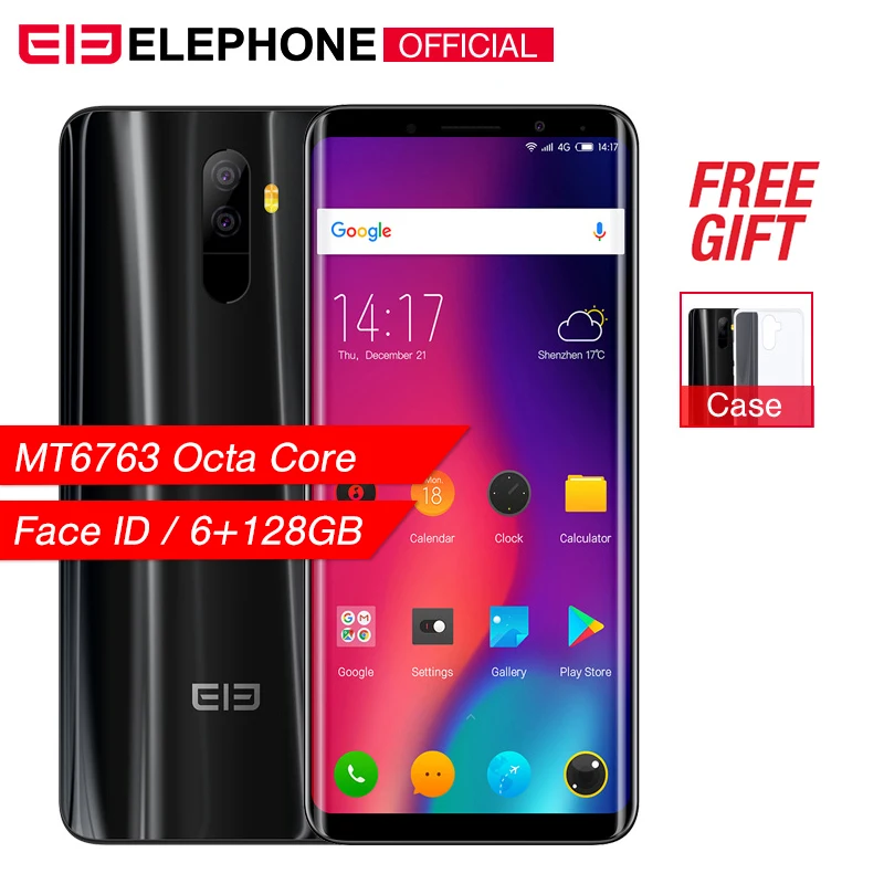 Elephone U 5 99 &quot18:9 экран мобильный телефон Android 7 1 MT6763 Восьмиядерный 6 ГБ + 128G лицо ID 13