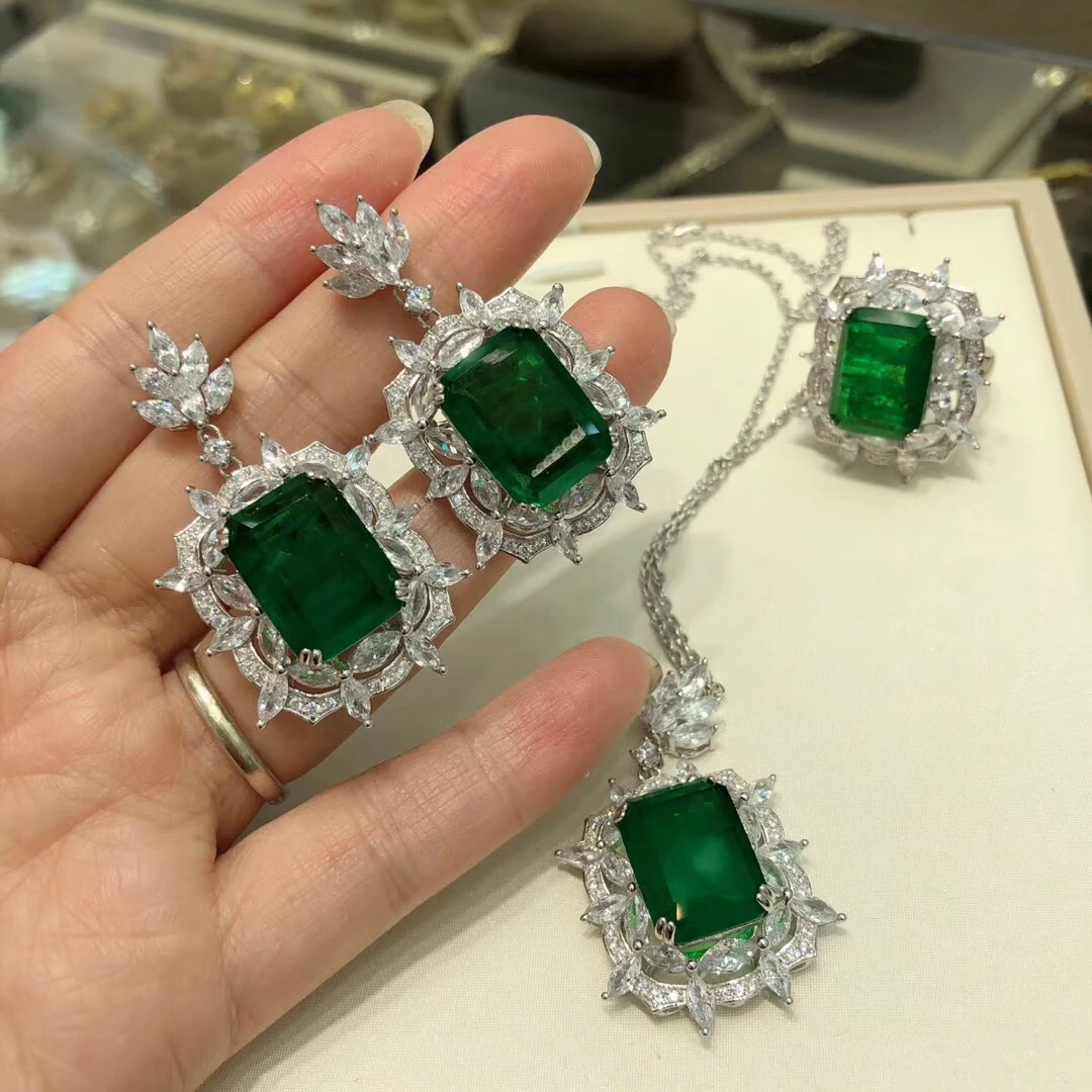 Silver emerald jewelry Clearance