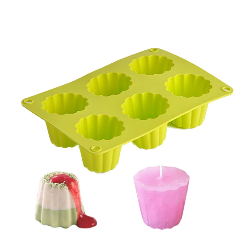 

3D Silicone 6 Even Flower Cake Mold For Pudding Ice cream Chocolate Cupcake Pastry Stencil Jelly Soap Candle Decorating Tools