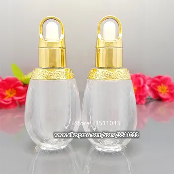 

10ml Luxury Clear Bottle Tattoo Essence Oil Bottle Transparent Acrylic Cosmetic Gold Dropper Essence Oil Container 10pcs 20pcs