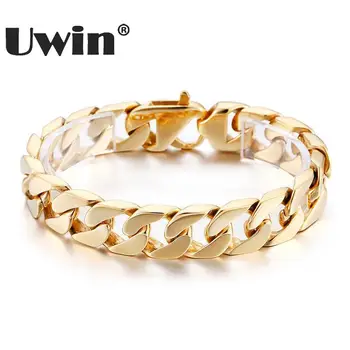 

Uwin Wholesale Jewelry Of Gold Bracelet Men's Casual And Classic Stainless Steel Cuban Link Bracelet Fashion Hiphop Jewelry