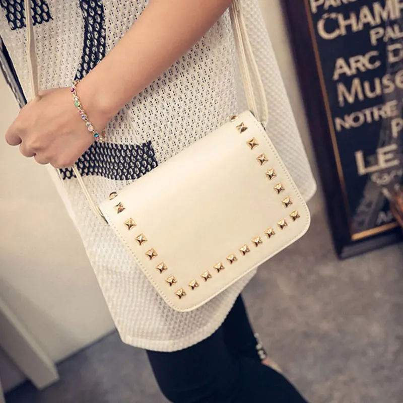 أزياء النساء صغيرة بو الجلود حقيبة ساع برشام Crossbody حقائب كتف الإناث حقيبة تسوق حقائب براثن بولسا الأنثوية