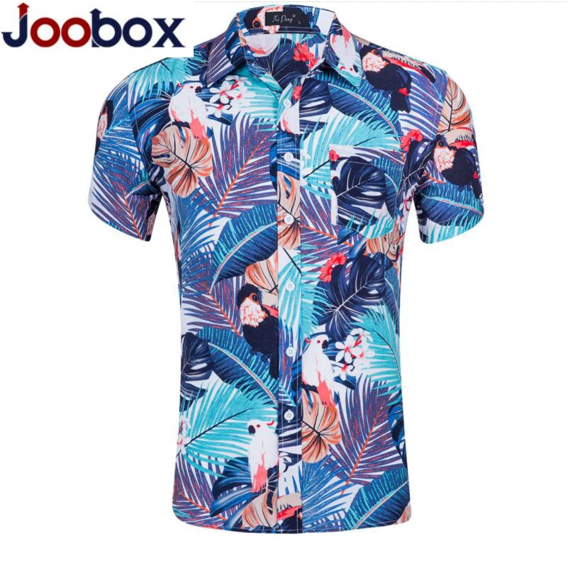 Мужская гавайская рубашка на пуговицах camisa с коротким рукавом и цветочным