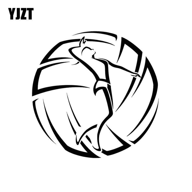

YJZT 13.2*13.2CM Volleyball Sport Girl Ball Logotype Decor Car Sticker Vinyl High Quality Black Silver C20-0055