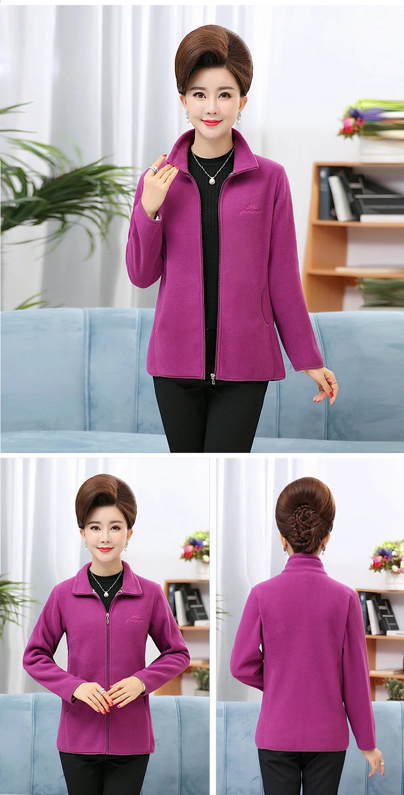 Winter Woman Fleece Jacket Lightweight Warm Coat Leopard Lining Women Stand Collar Outerwear Lady Polar Fleece Coats (8)