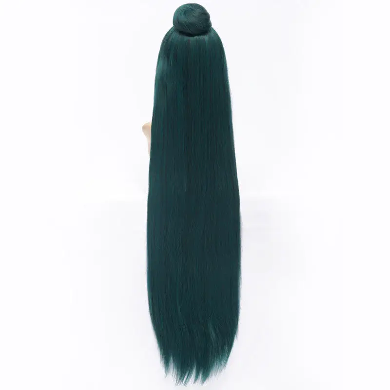 100 см длинные темно-зеленые Сейлор Мун Сейлор Плуто Meiou Setsuna косплей парик со съемным пучком синтетические волосы парики+ парик колпачок