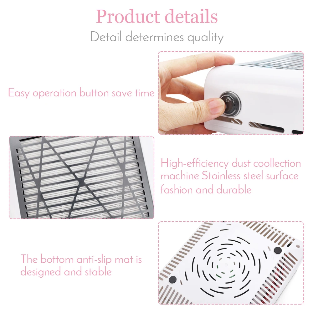  40W New Strong Power Nail Dust Collector Nail Fan Art Salon Suction Dust Collector Machine Vacuum C
