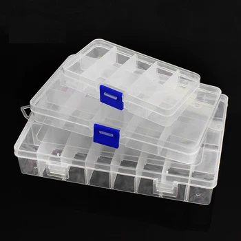 

Practical Adjustable 10/15/24 Compartment Plastic Storage Box Jewelry Earring Bead Screw Holder Case Display Organizer Container