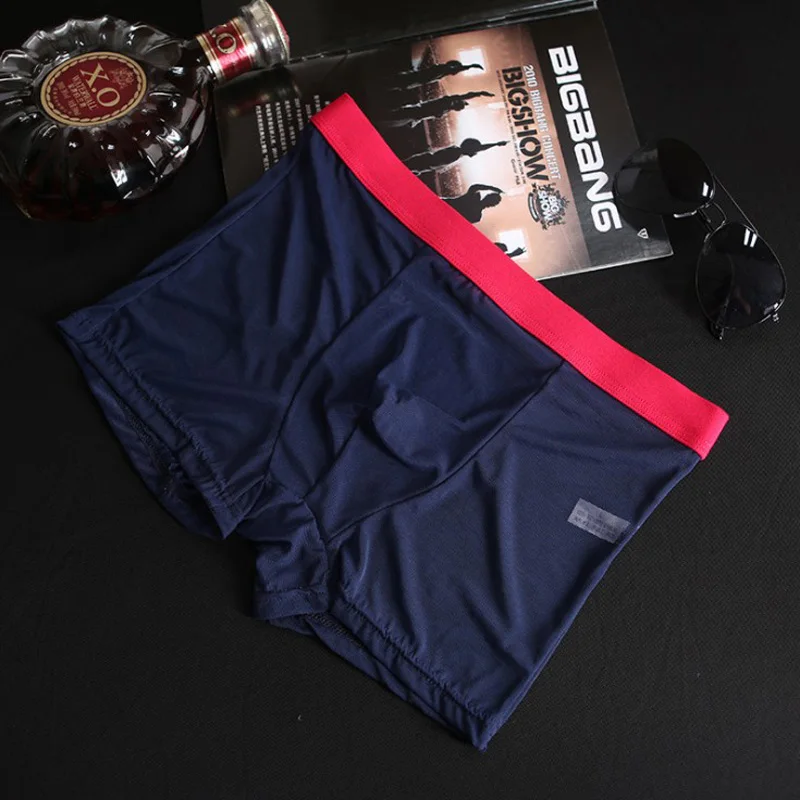 Lace Mesh Yarn Transparent Large Size Breathable Seamless Ice Silk Men Underwear Sports Style Quick-Drying Summer Shorts