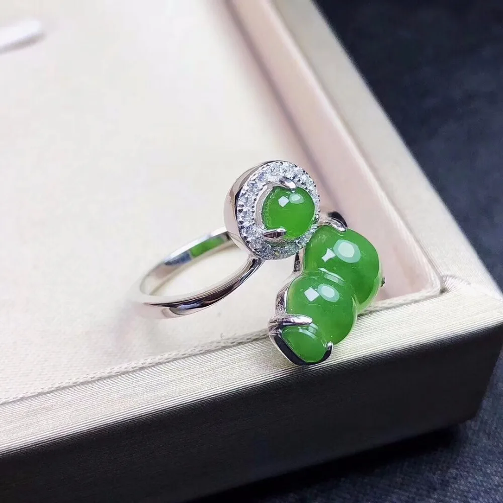 

Classic calabash ring new to 925 silver inlay hetian ring/