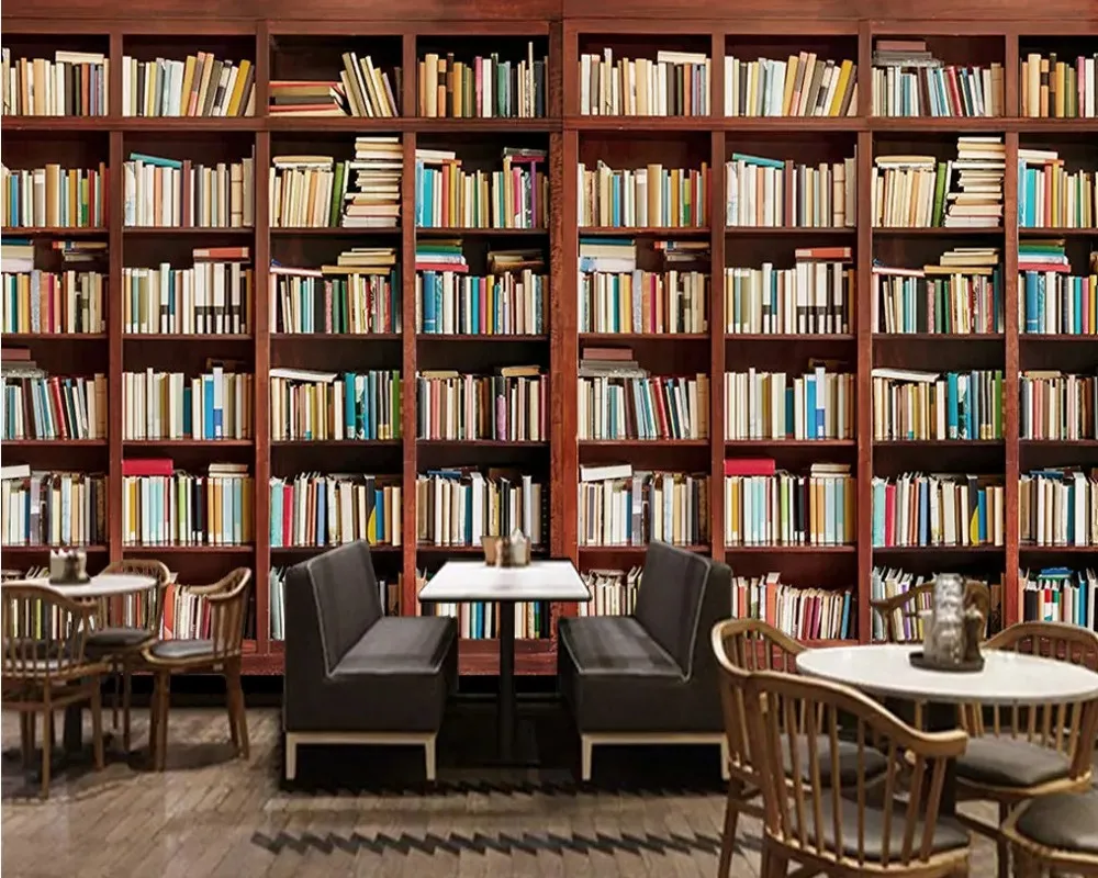 

Free Shipping Custom Wallpaper Mural 3D Modern Minimalist Shelf Bookcase Background Wall Painting Without Layering Living Room