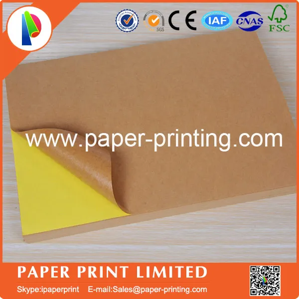 100 Sheets A4 Sticky Kraft Paper 210X297mm, Self adhesive A4 Blank Kraft Label Paper for Laser