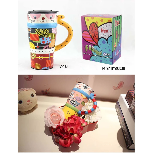 Online Gift Lovely Cat Meimei Mugs Kids China Bone Gift Lovely Cat Meimei Mugs Kids China Bone Handle Painting Cups Home Drinkware Ceramic Large Capacity Coffee 29
